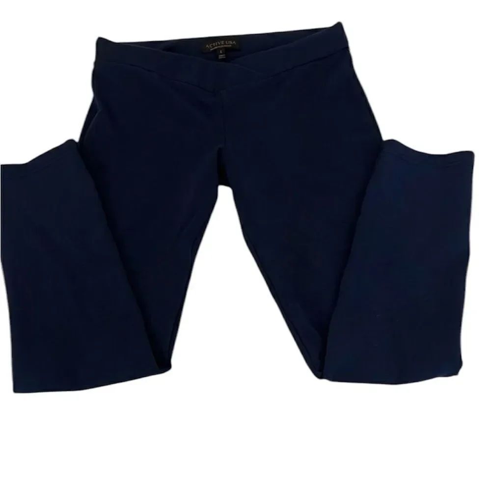 ActiveUSA szL blue elastic wrap front waist leggings great closet staple GUC